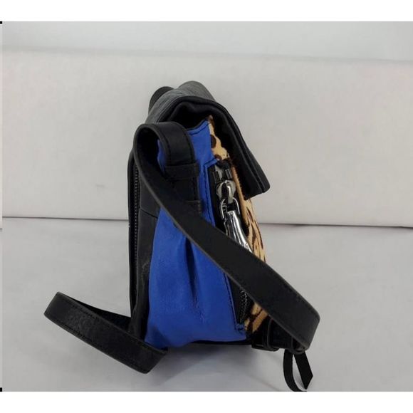 Aimee Kirstenberg Black Leopard Crossbody Bag Foldover Snap Closure - Picture 4 of 6